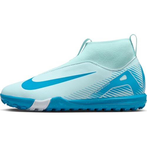 Nike Jr. Mercurial Superfly 10 Academy Little/Big Kids' TF High-Top Soccer Shoes (FQ8310-400, Glacier Blue/Blue Orbit) Size 3.5